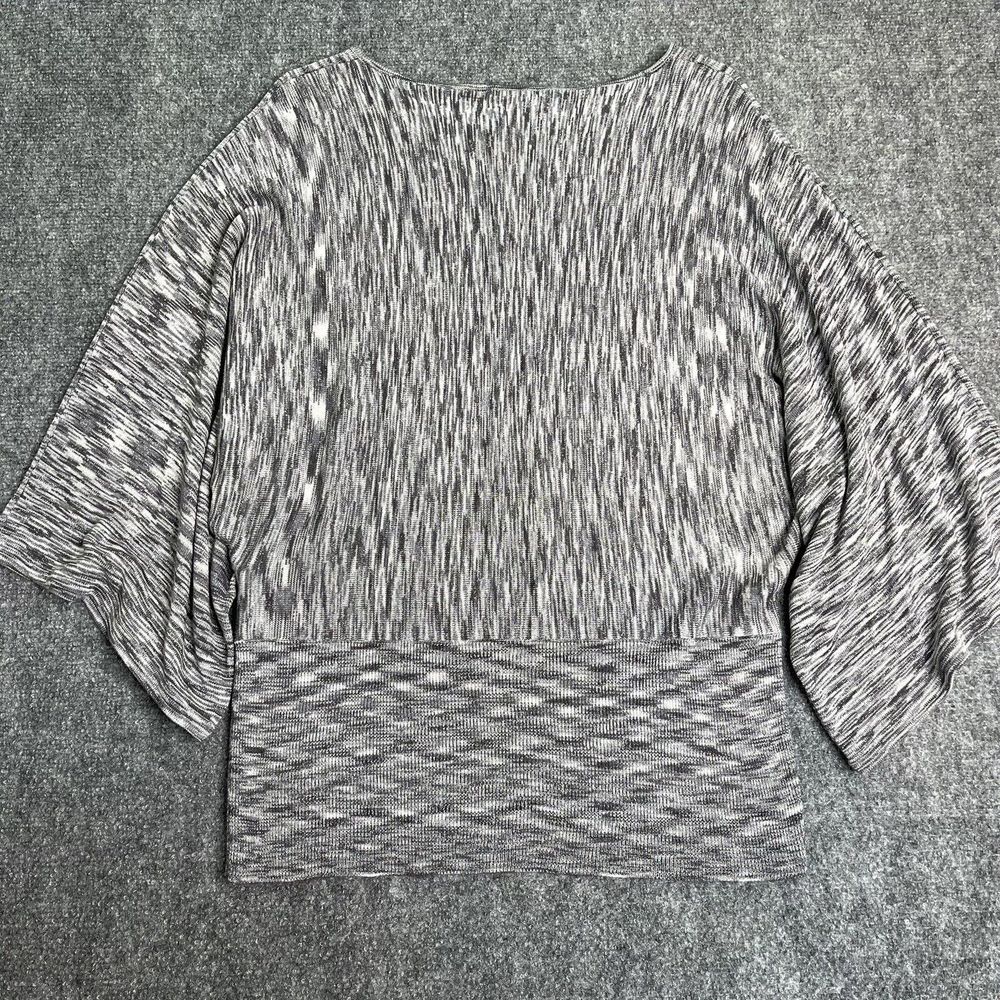 Chicos Sweater Size 2 Large Gray 3/4 Dolman Sleeve Metallic Thread Accent - Picture 2 of 5